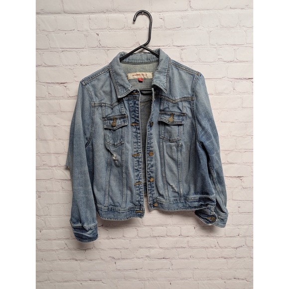 Jackets & Blazers - Mossimo Denim Women's Distressed Jean Jacket 18W Medium Wash EUC 039